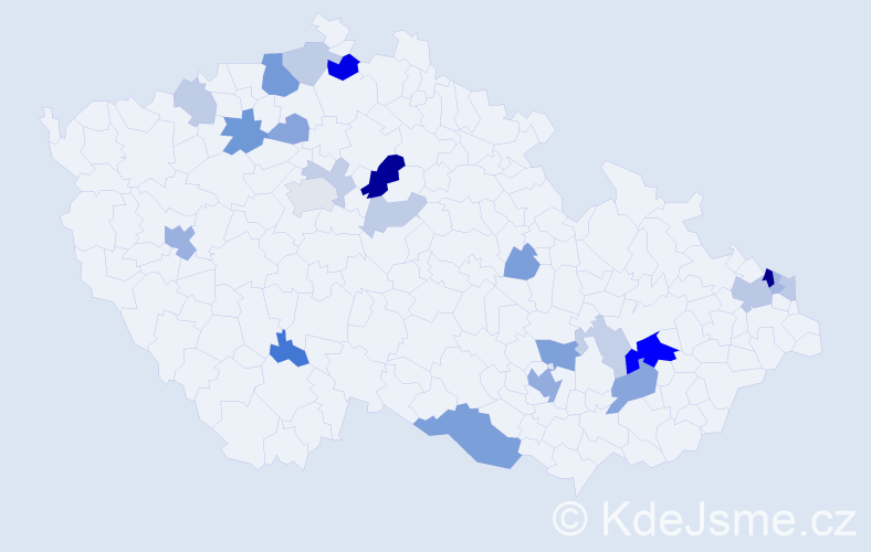 Příjmení: 'Biháriová', počet výskytů 58 v celé ČR