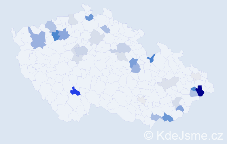 Příjmení: 'Límová', počet výskytů 54 v celé ČR