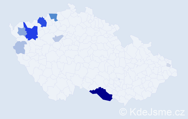Příjmení: 'Teleki', počet výskytů 49 v celé ČR