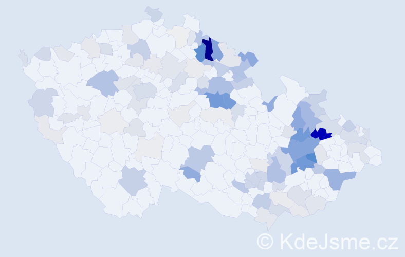 Příjmení: 'Metelka', počet výskytů 483 v celé ČR