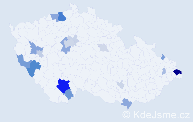 Příjmení: 'Greinerová', počet výskytů 64 v celé ČR