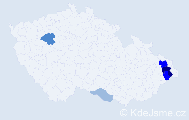 Příjmení: 'Keka', počet výskytů 13 v celé ČR