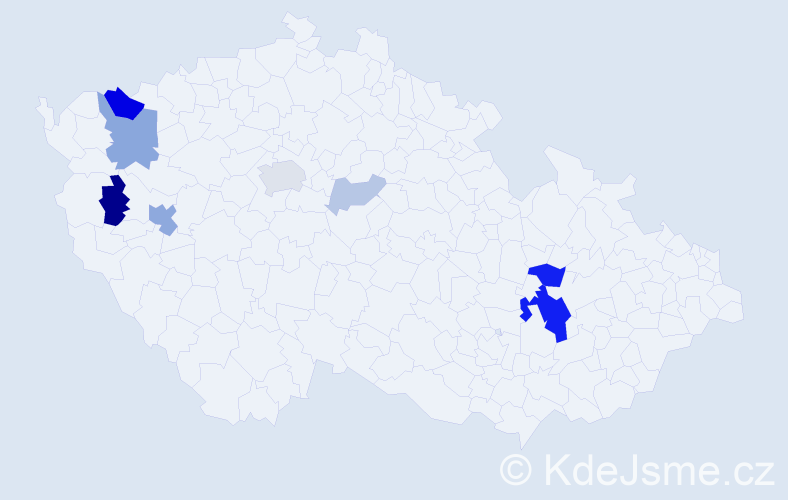 Příjmení: 'Klapáč', počet výskytů 23 v celé ČR