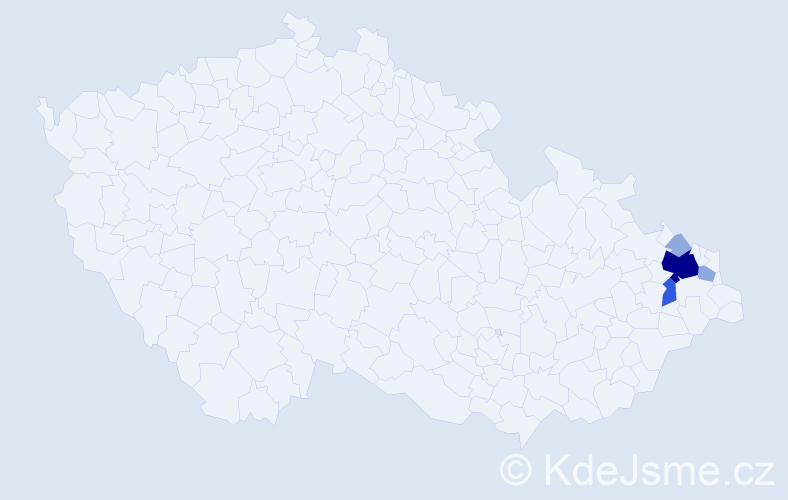 Příjmení: 'Kaczmarzová', počet výskytů 10 v celé ČR