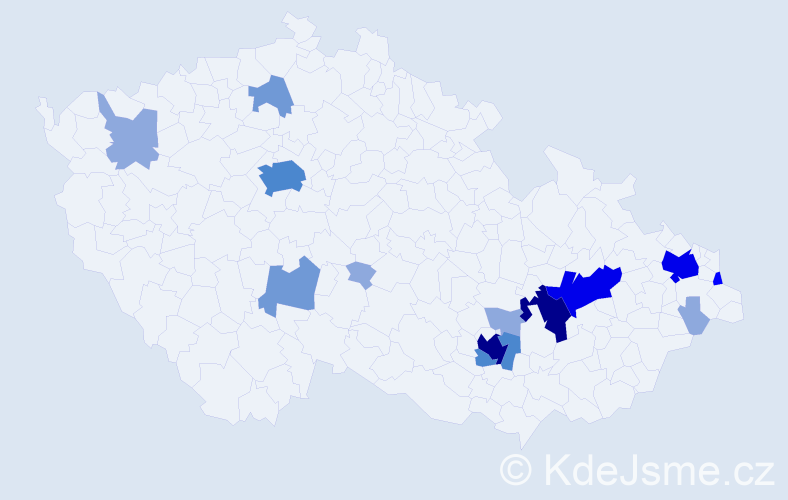 Příjmení: 'Ustrnulová', počet výskytů 40 v celé ČR