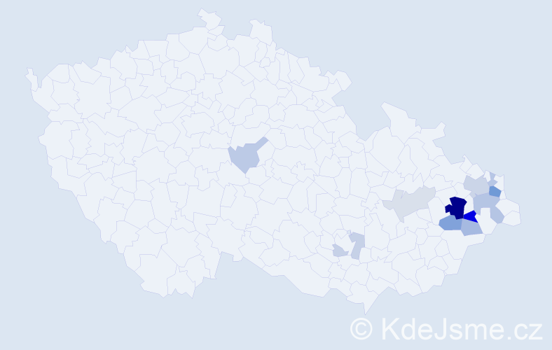 Příjmení: 'Klimparová', počet výskytů 29 v celé ČR