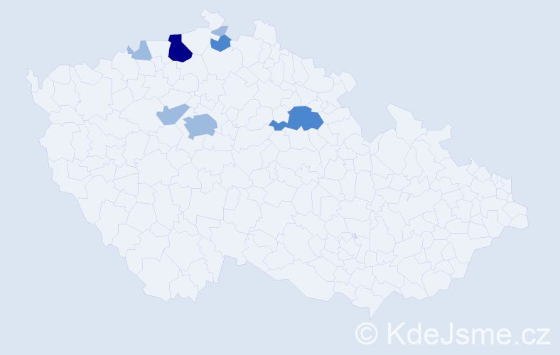 Příjmení: 'Bendelová', počet výskytů 12 v celé ČR