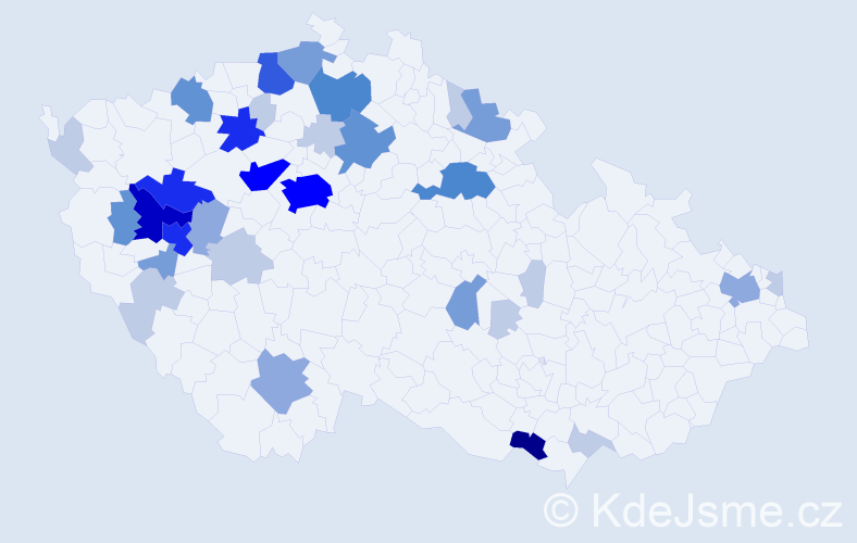 Příjmení: 'Saková', počet výskytů 112 v celé ČR