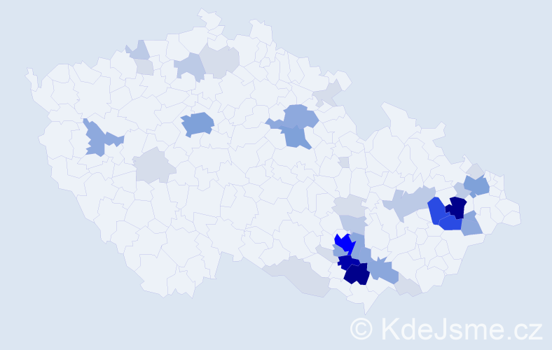 Příjmení: 'Vahalová', počet výskytů 154 v celé ČR