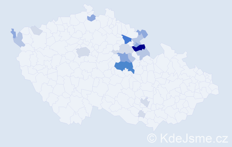 Příjmení: 'Prázová', počet výskytů 63 v celé ČR