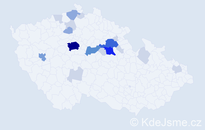 Příjmení: 'Křovák', počet výskytů 55 v celé ČR