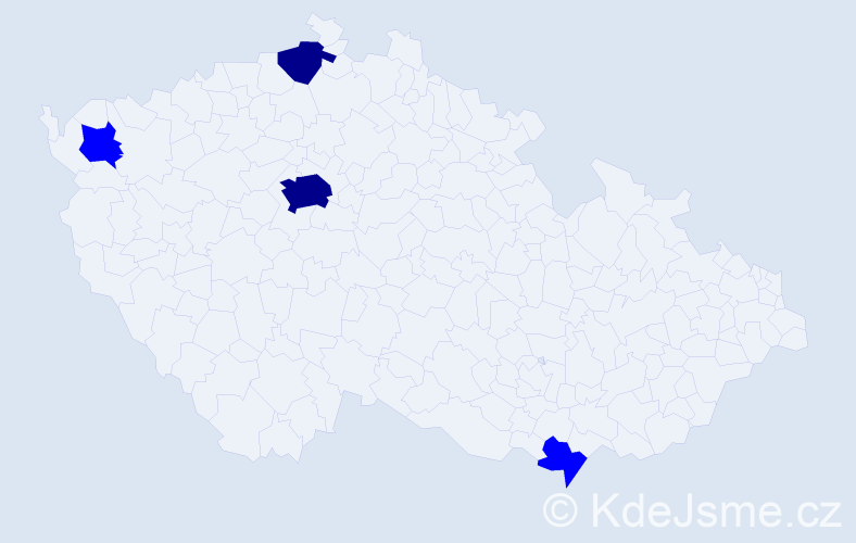 Příjmení: 'Tichy', počet výskytů 6 v celé ČR
