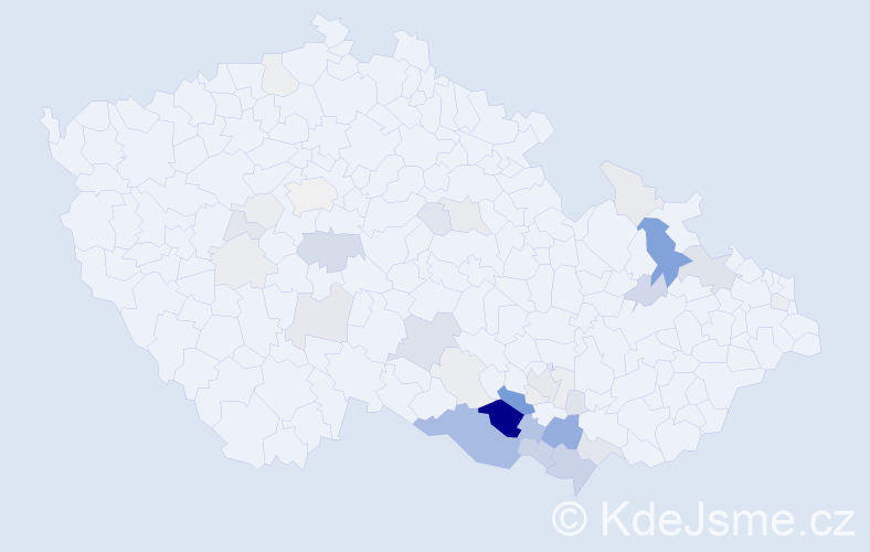 Příjmení: 'Čeperová', počet výskytů 117 v celé ČR