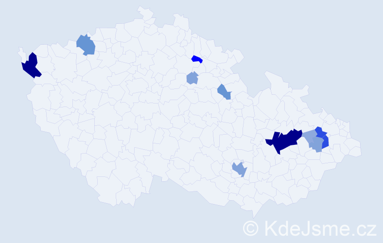 Příjmení: 'Tegel', počet výskytů 45 v celé ČR
