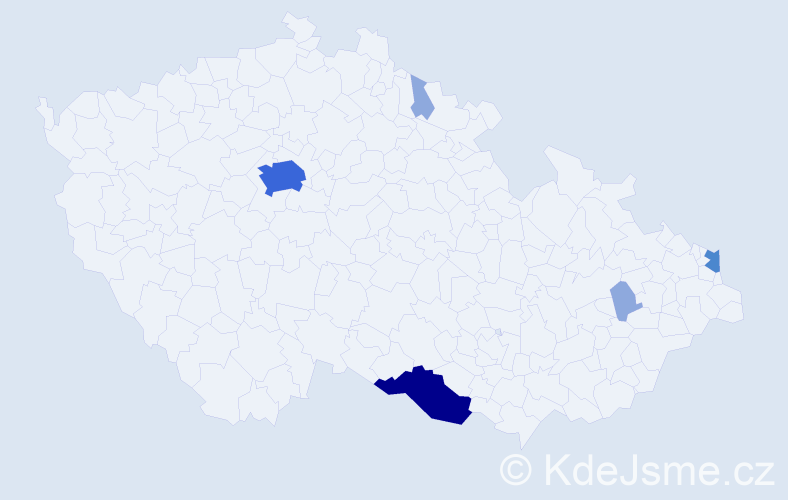 Příjmení: 'Kello', počet výskytů 16 v celé ČR