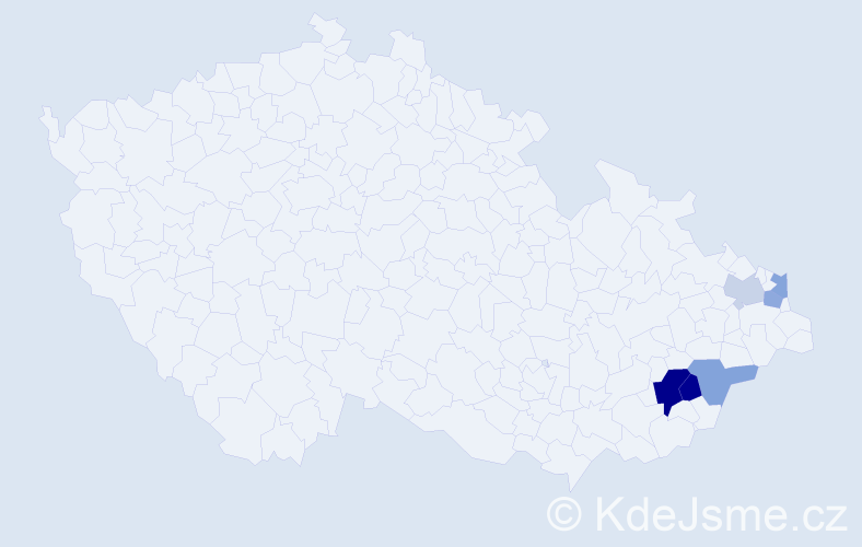 Příjmení: 'Dyjáková', počet výskytů 10 v celé ČR