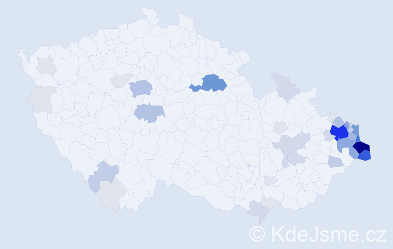 Příjmení: 'Bury', počet výskytů 168 v celé ČR