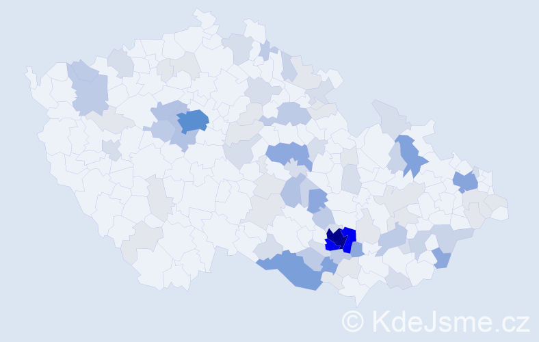 Příjmení: 'Honek', počet výskytů 278 v celé ČR