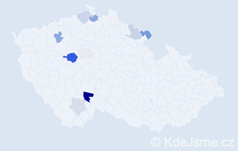 Příjmení: 'Vohnoutková', počet výskytů 18 v celé ČR