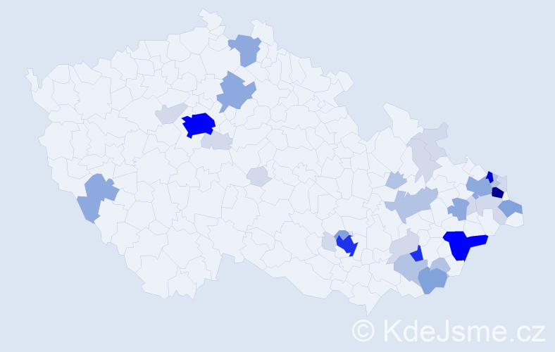 Příjmení: 'Gabryšová', počet výskytů 123 v celé ČR