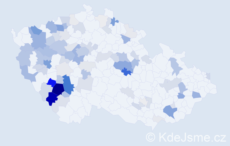 Příjmení: 'Klas', počet výskytů 313 v celé ČR