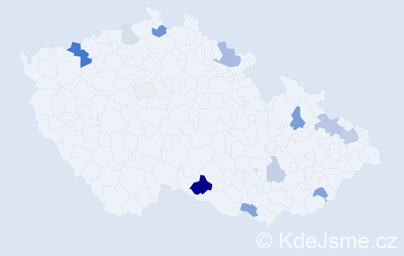 Příjmení: 'Verbergerová', počet výskytů 27 v celé ČR