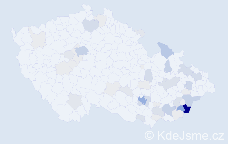 Příjmení: 'Častulík', počet výskytů 188 v celé ČR