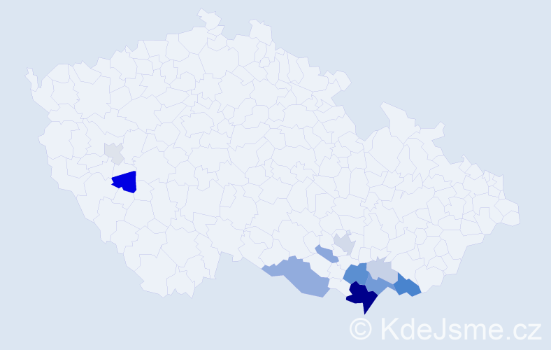 Příjmení: 'Blinkalová', počet výskytů 34 v celé ČR
