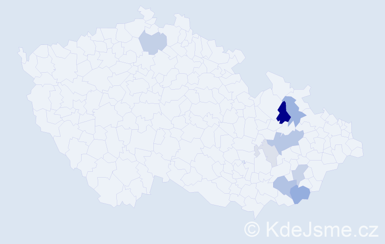 Příjmení: 'Bahulík', počet výskytů 22 v celé ČR