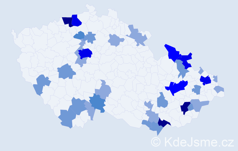 Příjmení: 'Trnovec', počet výskytů 88 v celé ČR