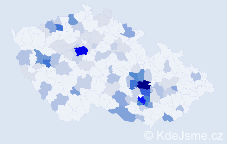 Příjmení: 'Kuda', počet výskytů 286 v celé ČR