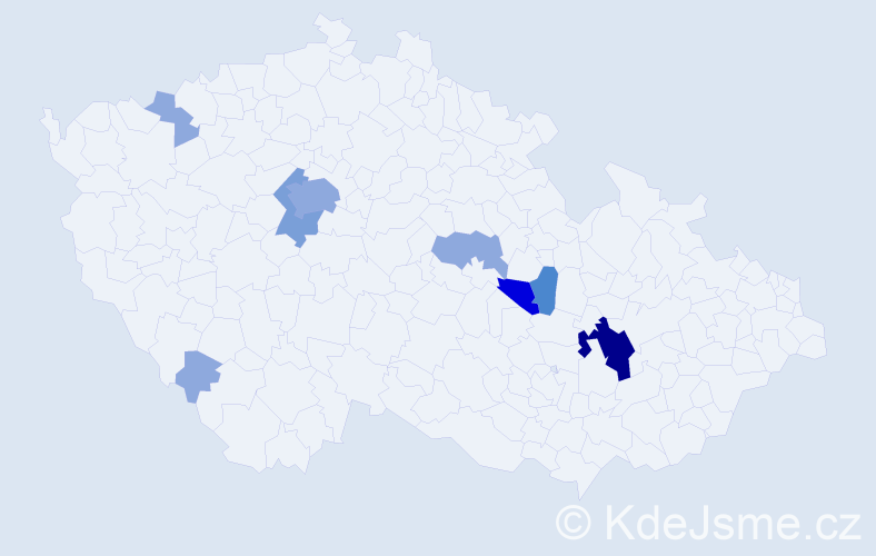 Příjmení: 'Lukele', počet výskytů 22 v celé ČR