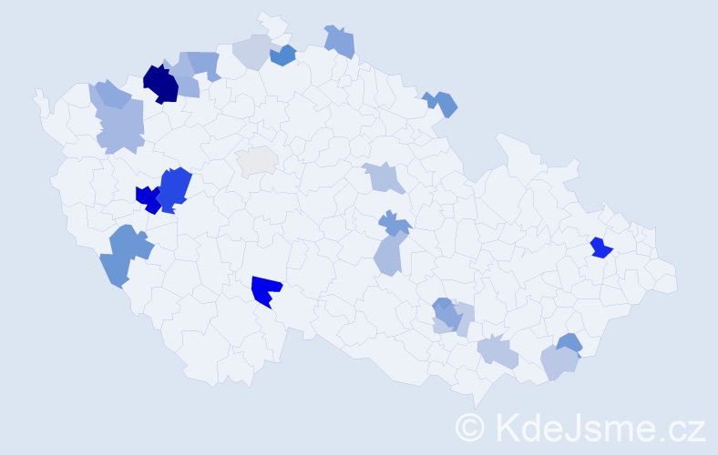 Příjmení: 'Tenk', počet výskytů 77 v celé ČR