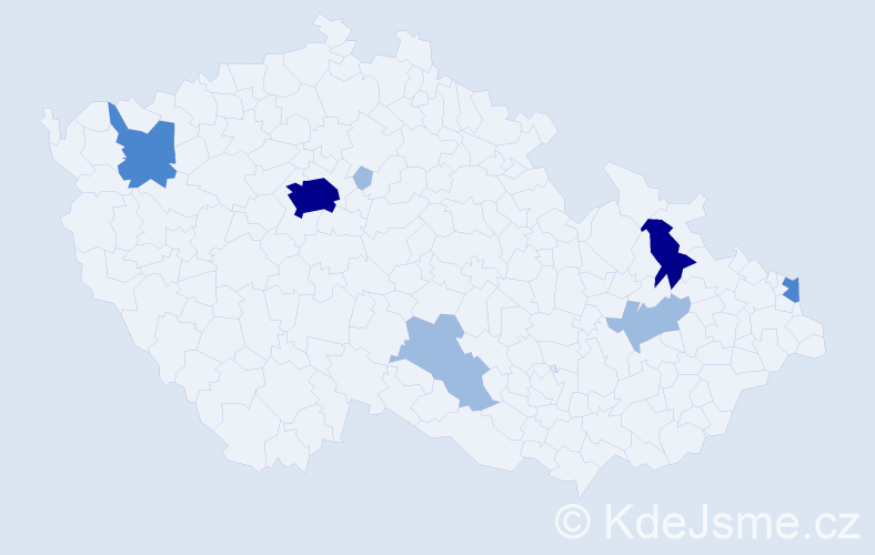 Příjmení: 'Dvorák', počet výskytů 16 v celé ČR