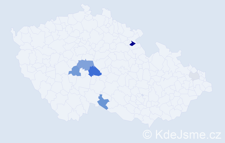 Příjmení: 'Khandlová', počet výskytů 9 v celé ČR