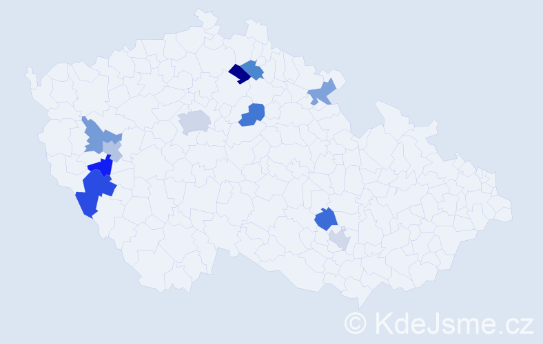 Příjmení: 'Hinz', počet výskytů 14 v celé ČR