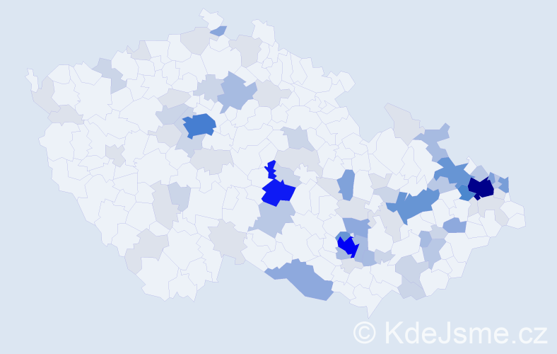 Příjmení: 'Kudla', počet výskytů 251 v celé ČR