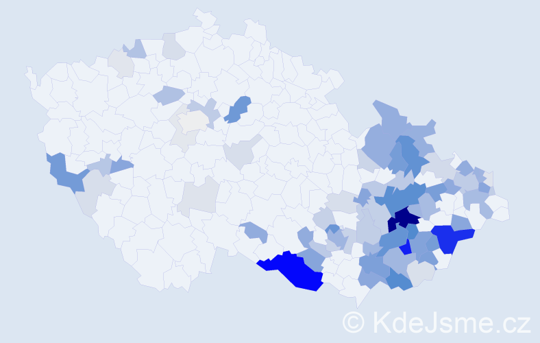 Příjmení: 'Bartoníková', počet výskytů 276 v celé ČR