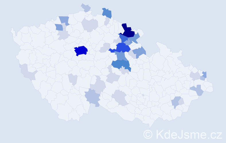 Příjmení: 'Marel', počet výskytů 118 v celé ČR