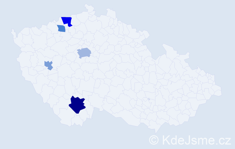 Příjmení: 'Pinlová', počet výskytů 10 v celé ČR