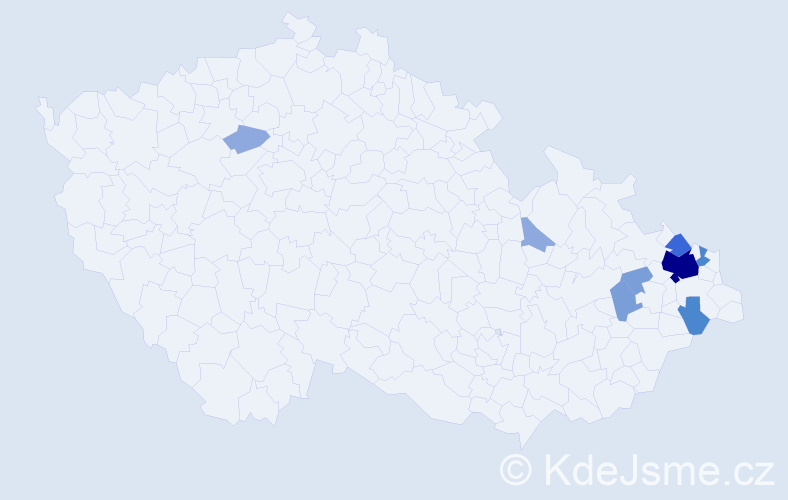 Příjmení: 'Platek', počet výskytů 23 v celé ČR