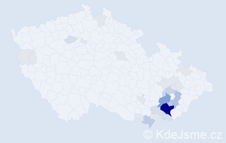Příjmení: 'Fryšták', počet výskytů 88 v celé ČR