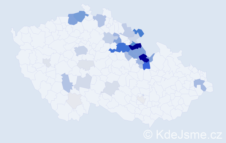 Příjmení: 'Kyralová', počet výskytů 154 v celé ČR