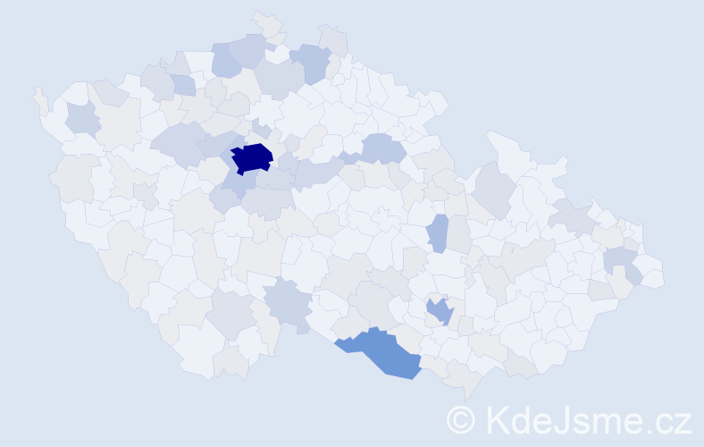 Příjmení: 'Zika', počet výskytů 464 v celé ČR
