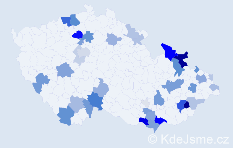 Příjmení: 'Trnovec', počet výskytů 88 v celé ČR