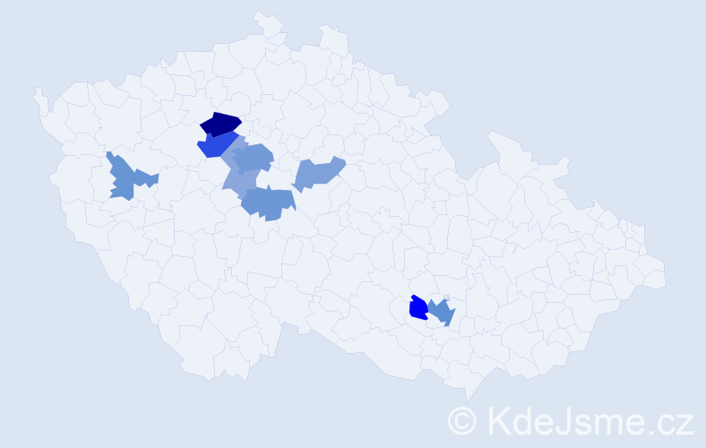 Příjmení: 'Kraicová', počet výskytů 26 v celé ČR