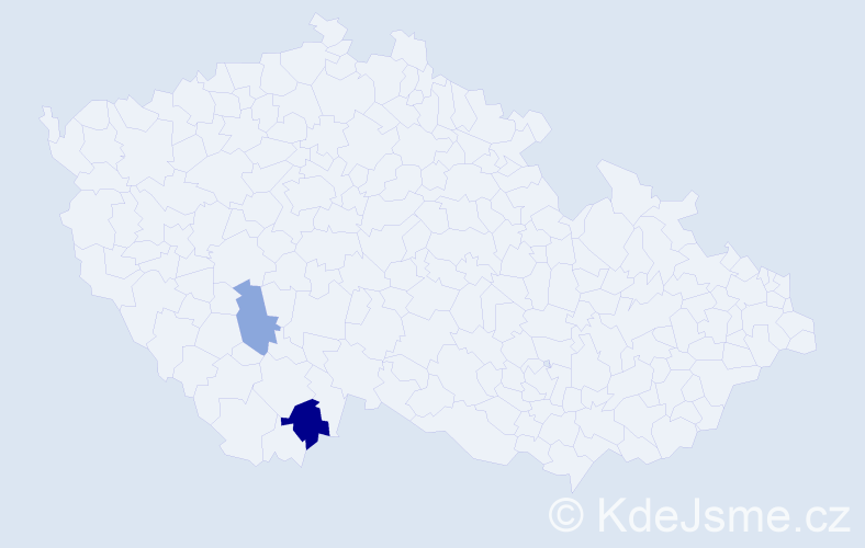 Příjmení: 'Bendulová', počet výskytů 8 v celé ČR