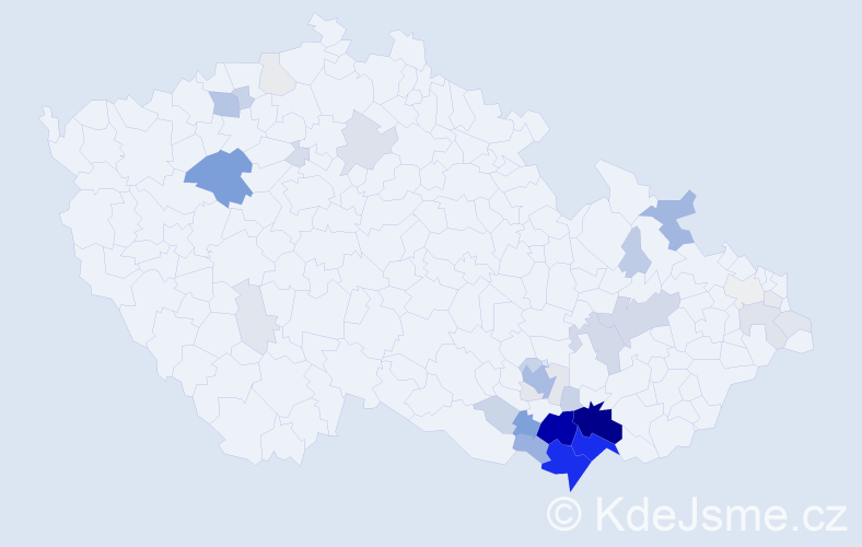 Příjmení: 'Košulič', počet výskytů 165 v celé ČR