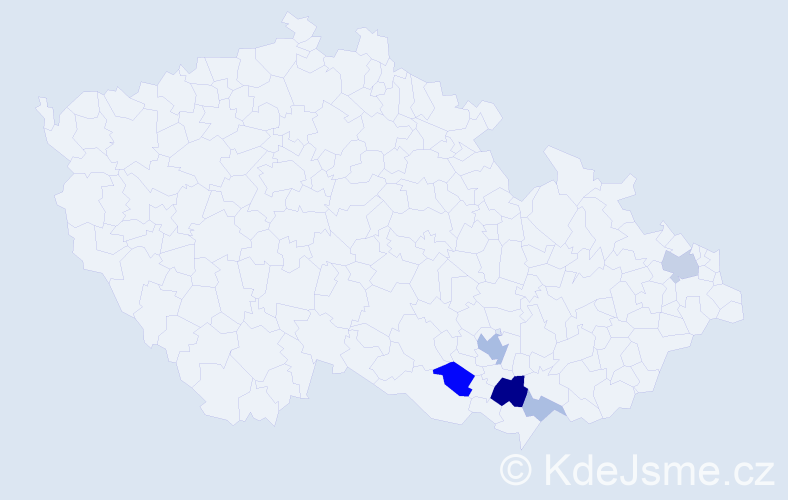 Příjmení: 'Pitlachová', počet výskytů 13 v celé ČR