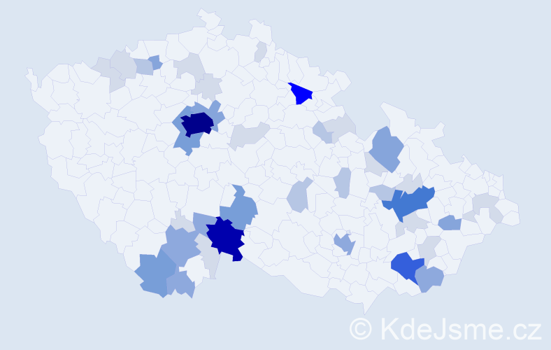 Příjmení: 'Hulíková', počet výskytů 136 v celé ČR